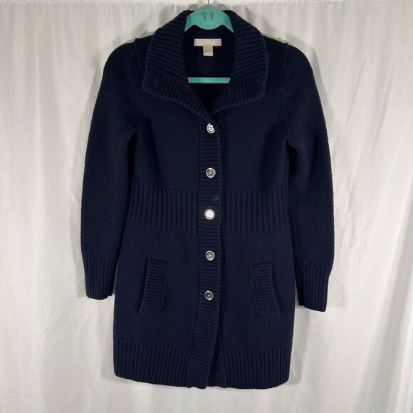 Banana Republic Jackets & Blazers - Banana Republic Extra Fine Merino Wool Jacket Women's Small Blue Button Up